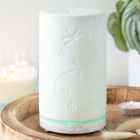 WHITE CERAMIC DRAGONFLY ELECTRIC AROMA DIFFUSER